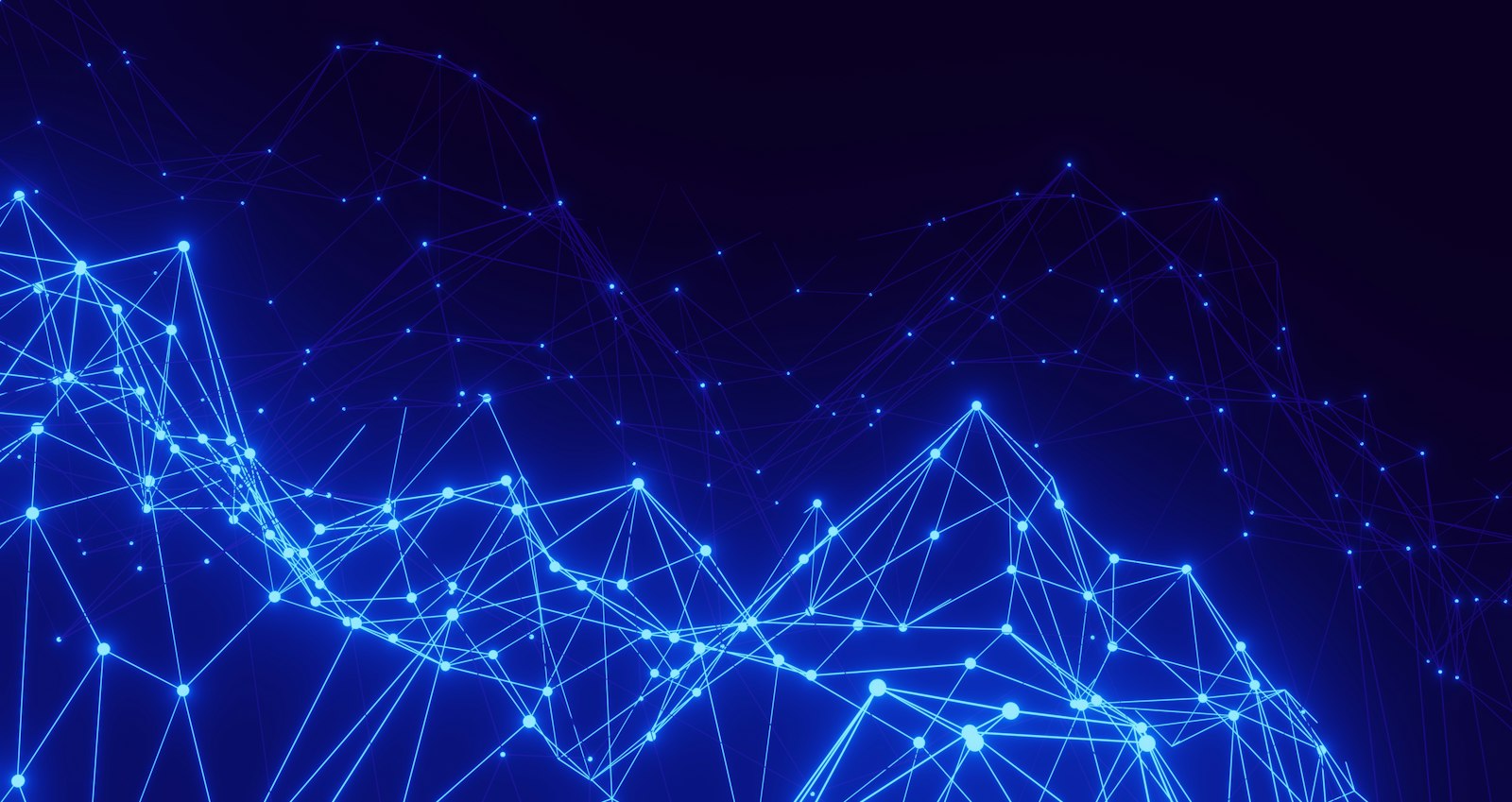 Abstract blue network of lines and dots